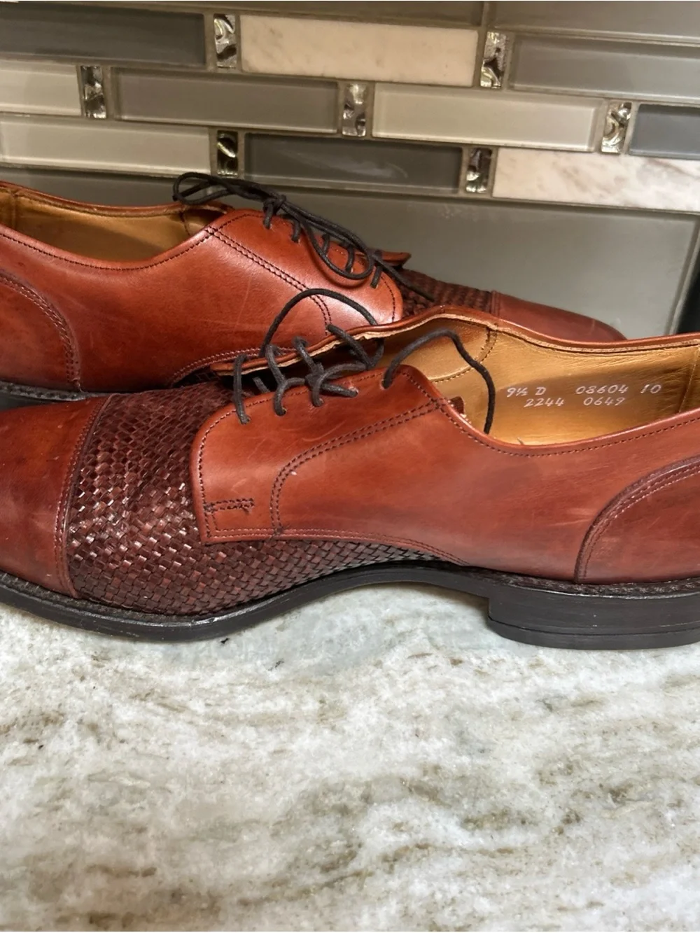 Allen Edmonds Lauderdale Leather Woven Captoe Oxford Dress Shoes US 9.5 D